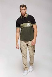 KOSZULKA POLO MĘSKA AERONAUTICA MILITARE verde-scuro r. L